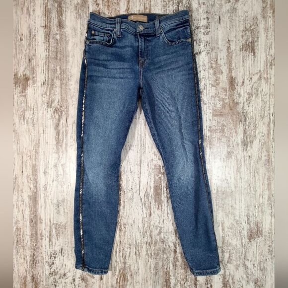 Women's 7 for all Mankind Luxe Vintage the ankle skinny jeans size 26 sequins - Picture 1 of 9
